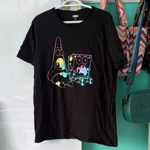 NWOT SpongeBob SquarePants Black Graphic T-Shirt with Colorful Print